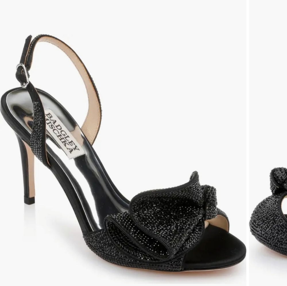 Badgley Mischka Black Slingback Heels with Sparkly Finish - Picture 1 of 10